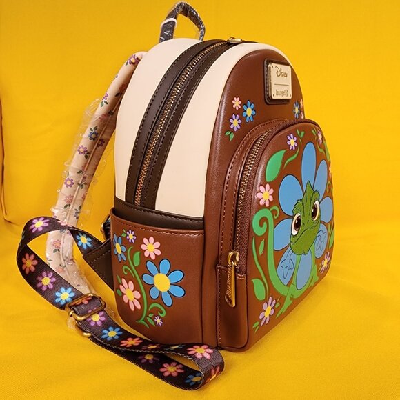 Loungefly Disney Princess Tangled Pascal Flower Face Daisy Mini Backpack NEW - Picture 3 of 10